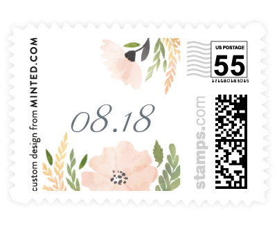 'Romantic Watercolor Flora (B)' wedding stamp
