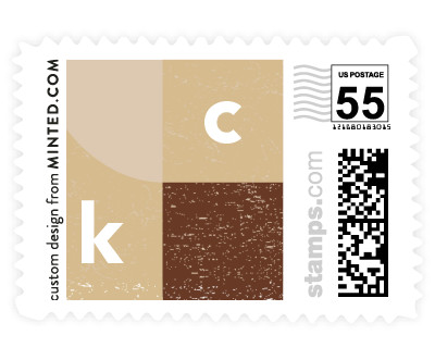 'Colorblock Script (E)' wedding stamps