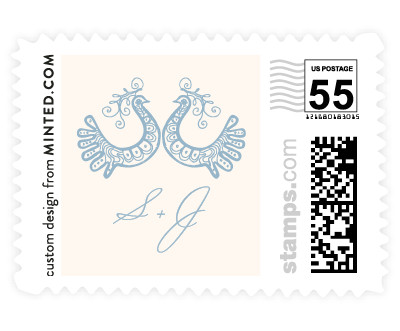 'Whimsical Peacock (C)' wedding stamps