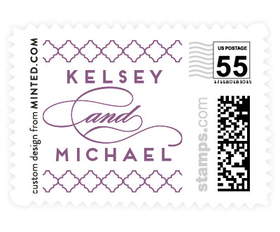'Centered Script (F)' wedding stamp
