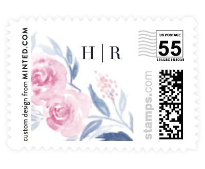 'Monogrammed Watercolor Floral' stamp design