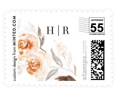 'Monogrammed Watercolor Floral (F)' postage stamp