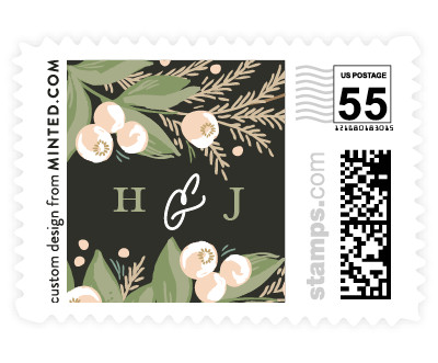 'Rustic Floral Fern' wedding stamp