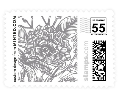 'Sketched Bouquet (E)' wedding stamp
