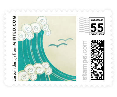 'BLOCK PRINT WAVES' stamp design