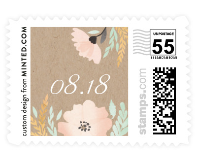 'Romantic Watercolor Flora (D)' stamp design