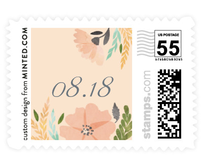 'Romantic Watercolor Flora (F)' wedding stamps