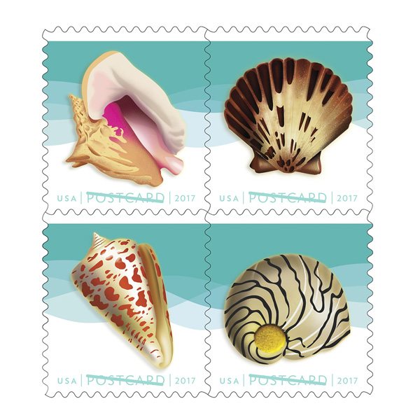 Seashells Postcard Stamps