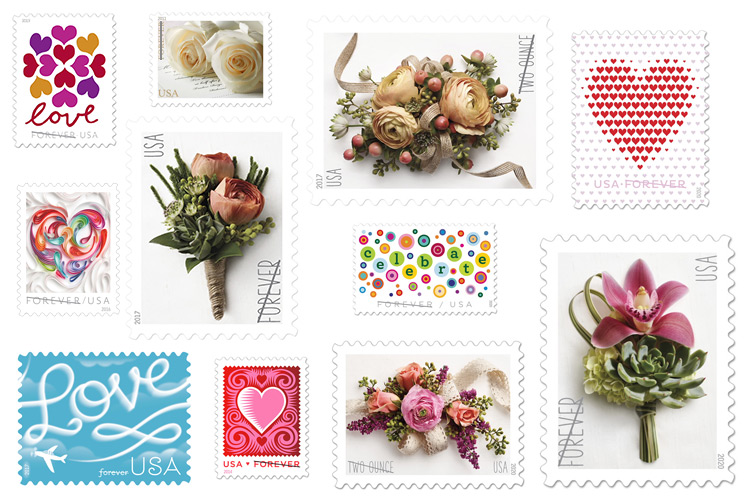 Forever Stamps: USPS Hearts Blossom Forever Postage Stamps